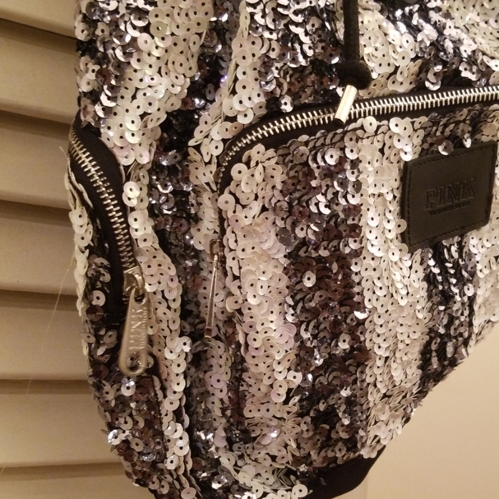 Brand New Victoria's Secret pink striped sequin Backpack... Sold Out!!! - Picture 7 of 8